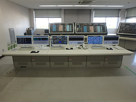 Administrative building central monitoring room at sewage purification center in Imabari City, Ehime Prefecture